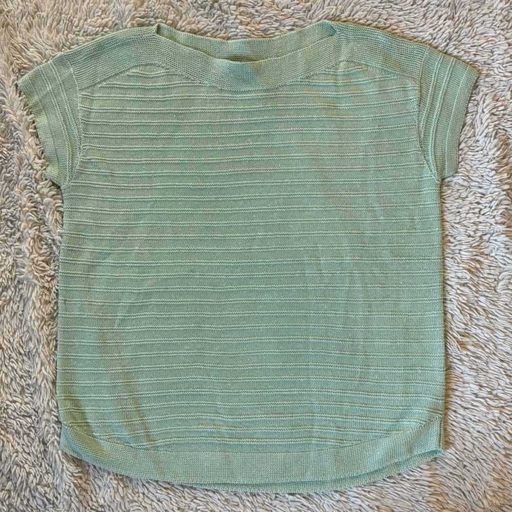 Talbots LINEN BATEAU NECK PULLOVER - TEXTURED STRIPE size M - Picture 5 of 16